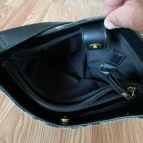 Bueno Women Shoulder Bag Green/Black Bag Hand Bag Fabric Bag - Picture 11 of 12